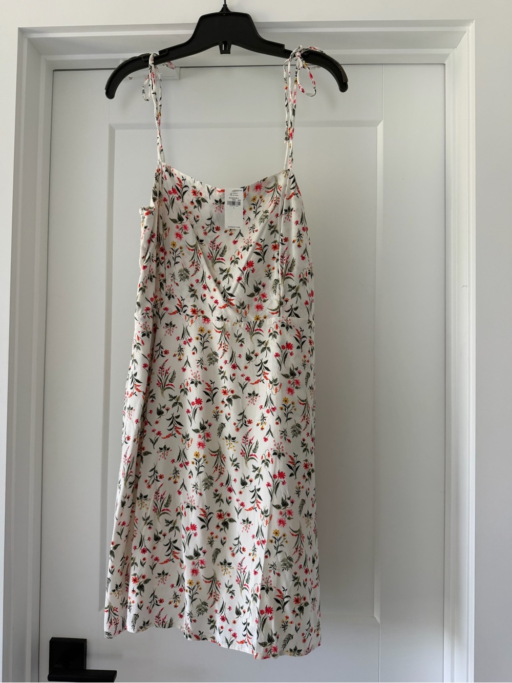 Old Navy White Floral Mini Dress with Pink and Green Accents